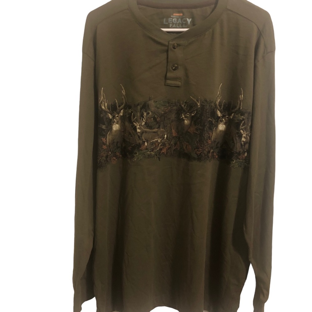 Legacy Falls XL Mens brown long sleeve henley shirt